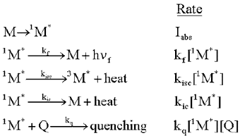 rate equations for photochemical processes including quenching